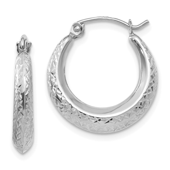 14K White Gold Madi K Textured Hollow Hoop Earrings 19 L x...